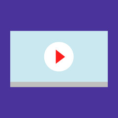 Vector illustration screen of a video player with a play button. Music, movie online. Block. Layout. Web design. Usability. Interface. Website development. Prototypes. Flat.