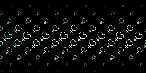 Dark Green vector pattern with feminism elements.