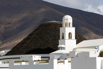 White building near a volcano in Canaria island