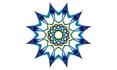 Colorful blue mandala icon on white background