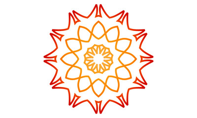 Orange line mandala on white background