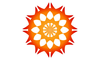 Orange simple mandala icon on white background