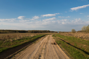 The road to the village, countryside