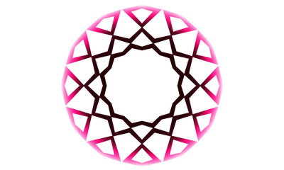 Pink simple mandala icon on white background