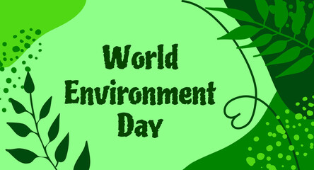 World Environment Day Vector Background. Ecologic banners with tropical leaves