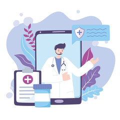 online doctor, doctor smartphone medical report and medication advice or consultation service