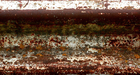 Background with rust and old white paint with mold, fungi and moss