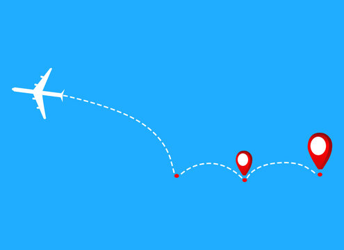 Plane and track icon on a blue background