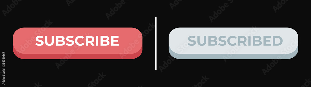 Poster subscribe button, subscribed with red bell on dark grey background