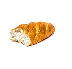 Sliced loaf of bread in high resolution on a white background.