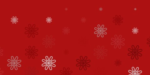Light Red vector doodle texture with flowers.