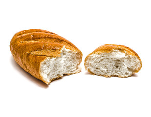 Sliced loaf of bread in high resolution on a white background.