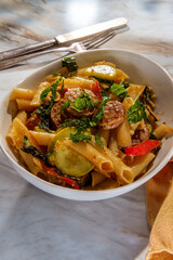 Penne Sausage Zucchini Squash