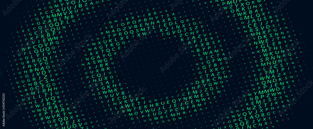 Aufkleber gradient letters on a dark background. halftone circle texture. vector illustration
