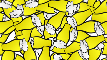 Endless seamless pattern of yellow beautiful glass goblets with alcohol tasty tasty light beer, foamy hop lager on a yellow background. Vector illustration