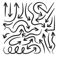 Hand drawn arrow set. Vector illustration.