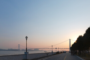 sunset over the bridge