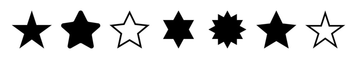 Obraz premium Stars set black icons. Rating Star icon. Star vector collection. Modern simple stars. Vector illustration.