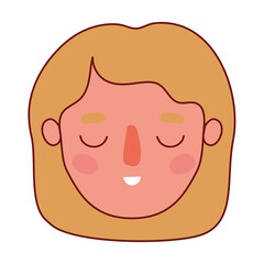 Head woman cartoon with blond hair vector design