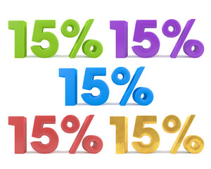15 % percent discount various colors