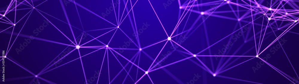 Fototapete Digital plexus of glowing lines and dots. Abstract background. 3D rendering. Network or connection. 3d rendering.