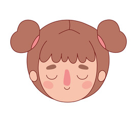 Head woman cartoon with brown hair vector design
