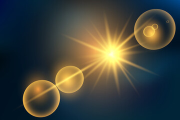 Glow isolated yellow light effect set, lens flare, explosion, glitter, line, sun flash and stars. Abstract special effect element design. Shine ray with lightning. Set of gold bright beautiful stars