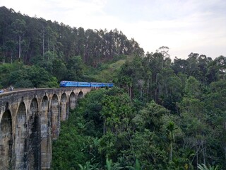 Train over the nine arch bridge, Ella, Sri Lanka