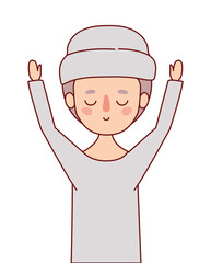 Muslim boy cartoon with traditional cloth vector design