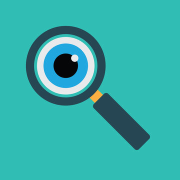 Magnifying Glass Flat Vector With Eye Icon