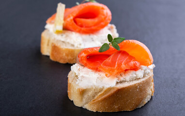 Two mini salmon sandwiches