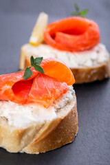 Two mini salmon sandwiches
