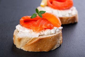 Two mini salmon sandwiches