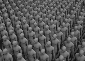 Disciplined people in line.