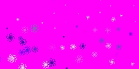Light Purple vector doodle background with flowers.