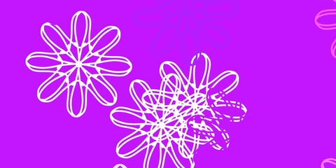 Light Purple vector doodle template with flowers.