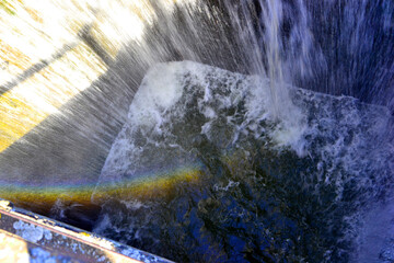 Rainbow in the water stream.