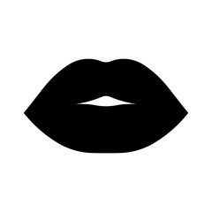 Black lips. Symbol, icon, silhouette, shape of female lips. Vector template.