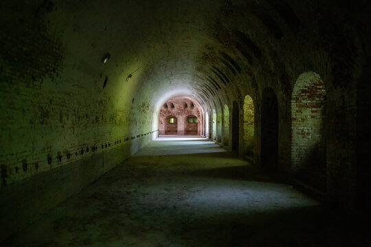 Interior of ancient and damaged Cittadella of Alessandria, Piedmont, Italy.