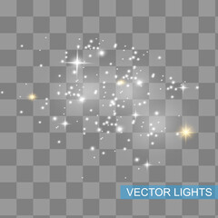 Obraz premium White sparks glitter special light effect. Vector sparkles on transparent background. Christmas abstract pattern. Sparkling magic dust particles