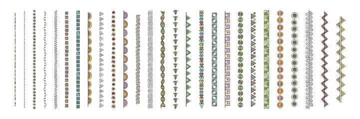 Doodle dividers, brush lines and borders set. Rustic decorative design elements and patterns