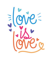 Isolated lgtbi love is love text vector design