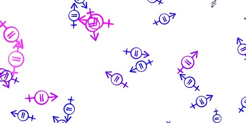 Light Purple, Pink vector texture with women's rights symbols.