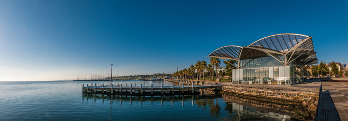 Geelong Carousel overlooking calm Corio Bay at dawn, Geelong, Australia © Cameo