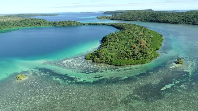 Aerial view of South Pacific islands