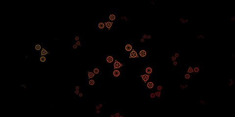 Dark Orange vector backdrop with mystery symbols.