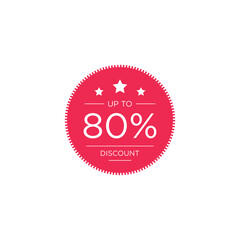 80% discount shop sale promotion advertisement badge vector