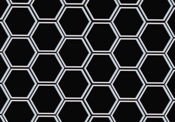 Abstract metallic honeycombs. Modern stylish texture. 3d illustration