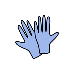 medical gloves doodle icon, vector illustration