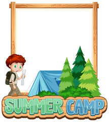 Border template design with boy at summer camp